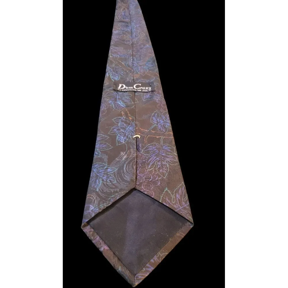 D'EM CRAZY The Winery Vintage 90s 1993‎ Tie Necktie Grapes Wine Black